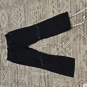 Express Distressed Black Super thigh Rise Modern Straight Jean Size 10